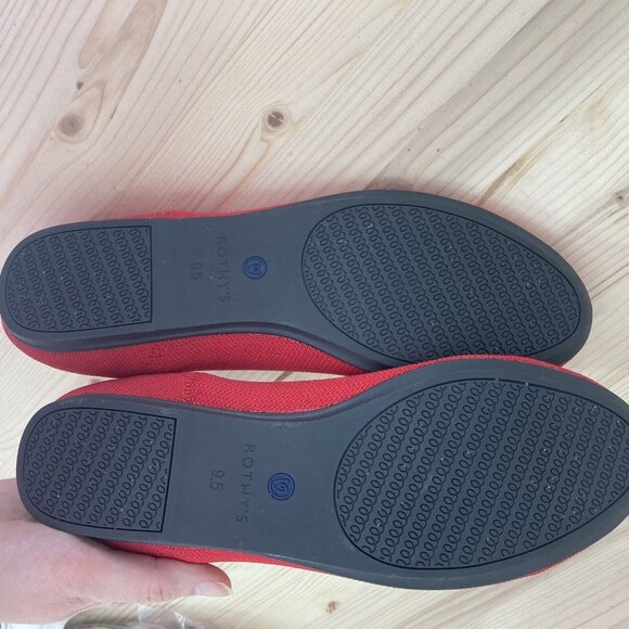 Rothy's Chili Red The Flat Womens Size 9.5 Cap Toe Ballerina Slip On Shoes - Picture 8 of 11